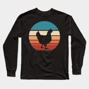 Chicken Retro Sunset Long Sleeve T-Shirt